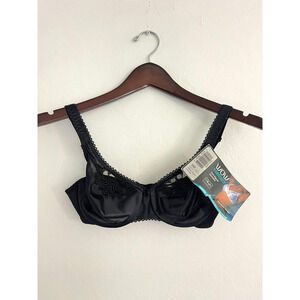 Playtex Wow Vintage Bra 34B Black Satin & Lace Nonpadded Underwire NEW NWT